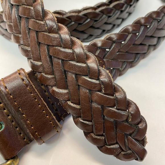 Braided Genuine Leather Belt, From Turkey, Brown, Brass Hardware,Unisex, Size 36 - Picture 3 of 8